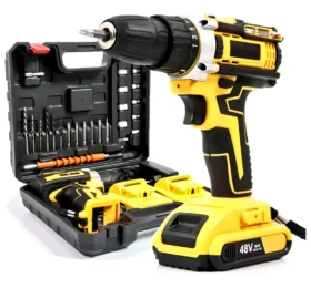 Parafusadeira Furadeira 48v Profissional 2 Baterias Sem Fio Cor Amarelo
