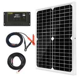Kit Painel Solar 20w 12v Monocristalino Controlador 10a 18v 1000v Prateado