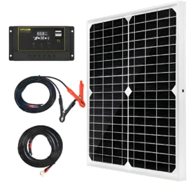 Kit Painel Solar 20w 12v Monocristalino Controlador 10a 18v 1000v Prateado