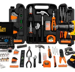 Jogo De Ferramentas 169 Peças Com Maleta E Furadeira Parafusadeira Sem Fio A Bateria Tb-12e 12v 3/8 10mm The Black Tools