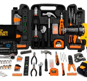 Jogo De Ferramentas 169 Peças Com Maleta E Furadeira Parafusadeira Sem Fio A Bateria Tb-12e 12v 3/8 10mm The Black Tools