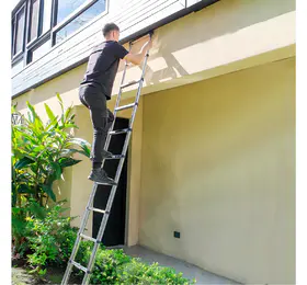 Escada Telescópica Extensiva Inox 13 Degraus 3,8 Metros Jst