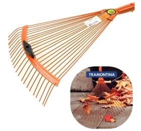 Vassoura Rastelo Jardinagem 22 Dentes Ferro Grama Tramontina Cor Laranja