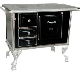 Fogão A Lenha N1 Chapa Polida 49×79 + Kit Chaminé 6 Peças