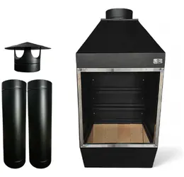 Churrasqueira De Parede 50cm X 50cm Preta Kit Completo Preto