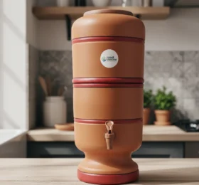 Filtro De Barro Completo 2 Litros Total 4l Tripla Ação Bóia Marrom